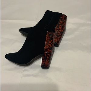 Farylrobin Black Ankle Boots with Tortoiseshell Block Heels